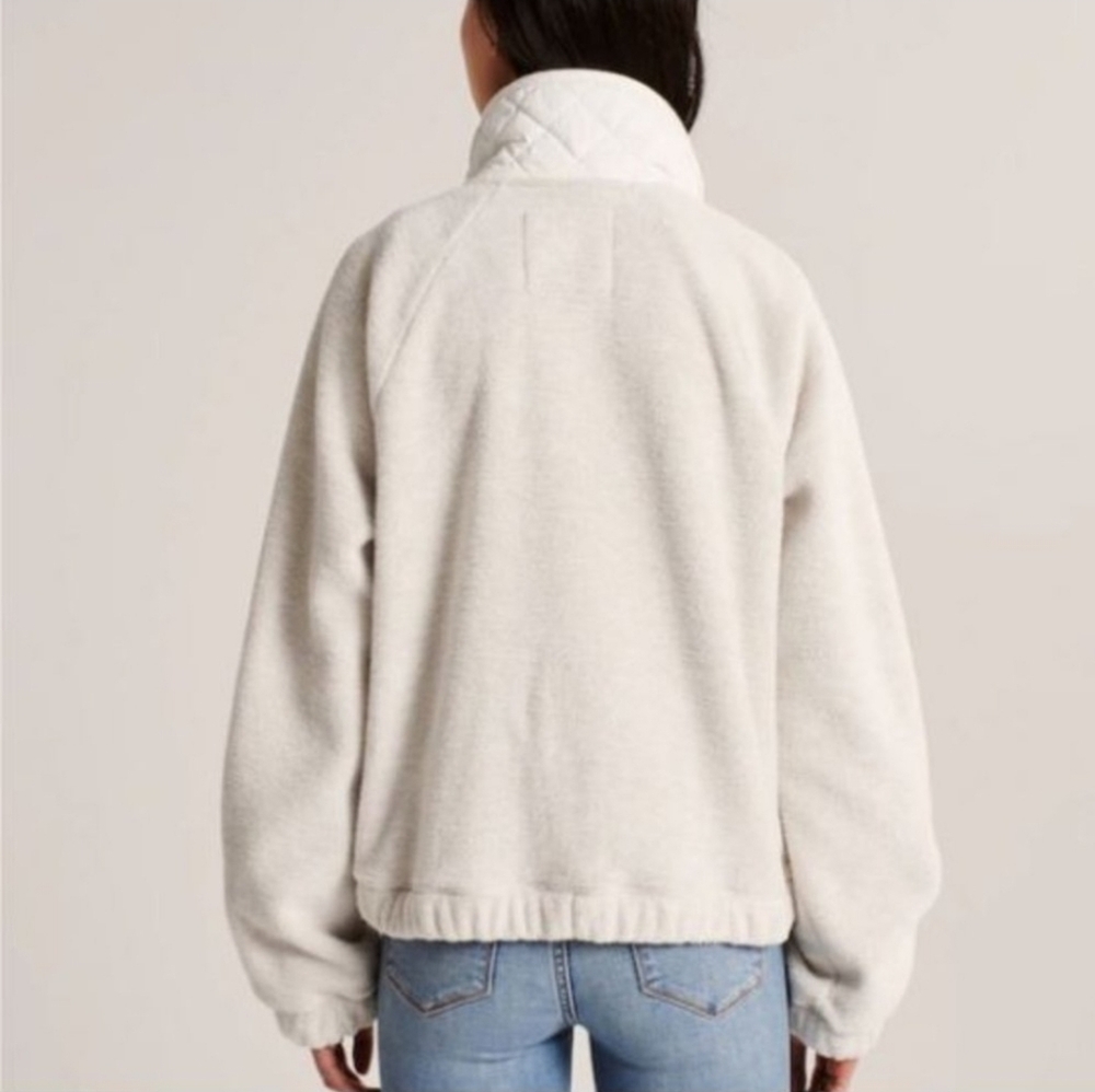 Abercrombie & Fitch Quilted Yoke Sherpa Fleece Snap Up Jacket Size Medium - Picture 14 of 14